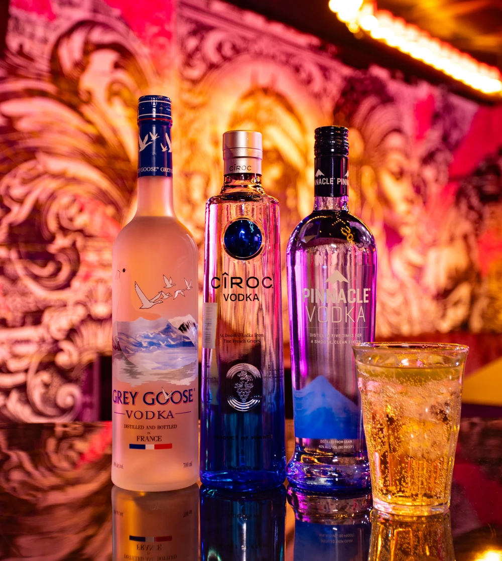 Vodka selection at GHOST Osaka